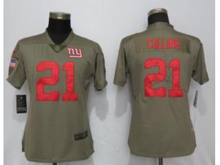 Women New York Giants 21 Landon Collins Olive Salute To Service Jersey