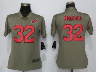 Women Arizona Cardinals 32 Tyrann Mathieu Olive Salute To Service Jersey