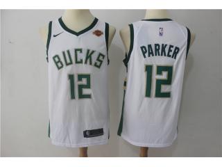 2017-2018 Nike Milwaukee Bucks 12 Jabari Parker Basketball Jersey White Fan Edition