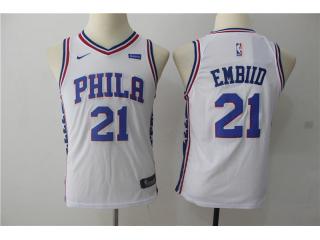 Youth 2017-2018 Nike Philadelphia 76ers 21 Joel Embiid Basketball Jersey White Fan Edition