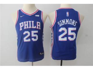 Youth 2017-2018 Nike Philadelphia 76ers 25 Ben simmons Basketball Jersey Blue Fan Edition