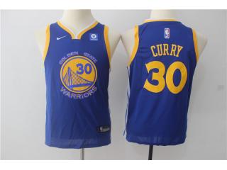 Youth 2017-2018 Nike Golden State Warrior 30 Stephen Curry Basketball Jersey Blue Fan Edition