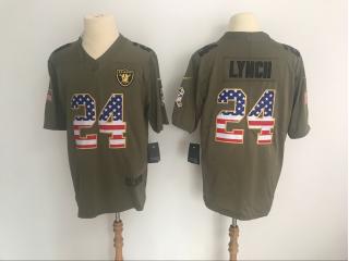 Oakland Raiders 24 Marshawn Lynch Olive Salute To Service Limited Jersey National flag
