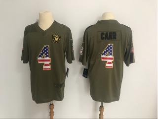 Oakland Raiders 4 Derek Carr Olive Salute To Service Limited Jersey National flag
