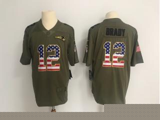 New England Patriots 12 Tom Brady Olive Salute To Service Limited Jersey National flag