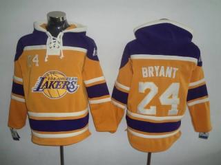 Los Angeles Lakers 24 Kobe Bryant Hoodies Basketball Jersey Yellow