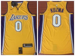 Nike Los Angeles Lakers 0 Kyle Kuzma Basketball Jersey Yellow Fan Edition