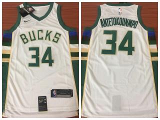 Nike Milwaukee Bucks 34 Giannis Antetokounmpo Basketball Jersey White Fan Edition