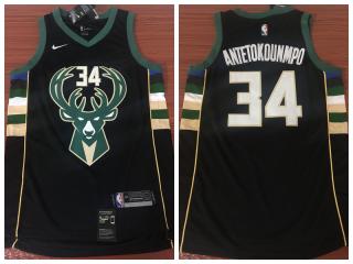 Nike Milwaukee Bucks 34 Giannis Antetokounmpo Basketball Jersey Black Fan Edition