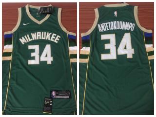 Nike Milwaukee Bucks 34 Giannis Antetokounmpo Basketball Jersey Green Fan Edition