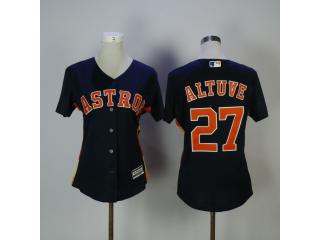Women Houston Astros 27 Jose Altuve Baseball Jersey Navy Blue