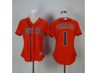 Women Houston Astros 1 Carlos Correa Baseball Jersey Orange