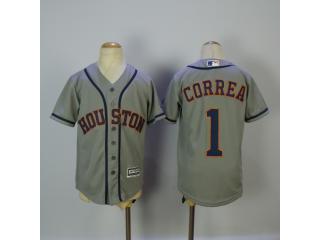 Youth Houston Astros 1 Carlos Correa Baseball Jersey Gray