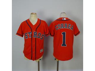 Youth Houston Astros 1 Carlos Correa Baseball Jersey Orange