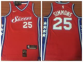 Nike Philadelphia 76ers 25 Ben simmons Basketball Jersey Red Fan Edition