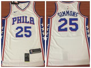 Nike Philadelphia 76ers 25 Ben simmons Basketball Jersey White Fan Edition