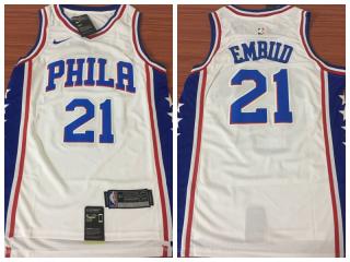 Nike Philadelphia 76ers 21 Joel Embiid Basketball Jersey White Fan Edition