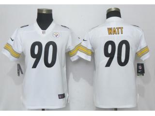 Women Pittsburgh Steelers 90 T.J. Watt Football Jersey Legend White