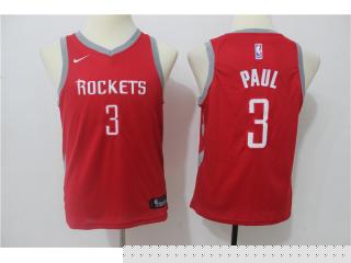 Youth 2017 -2018 Nike Houston Rockets 3 Chris Paul Basketball Jersey Red Fan Edition