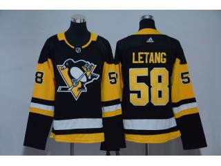 Youth 2017-Adidas Pittsburgh Penguins 58 Kris Letang Ice Hockey Jersey Black