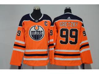 Women Adidas Edmonton Oilers 99 Wayne Gretzky Ice Hockey Jersey Orange