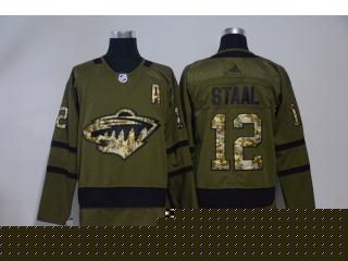 Adidas Minnesota Wild 12 Eric Staal Ice Hockey Jersey Army Green