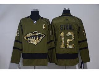 Adidas Minnesota Wild 12 Eric Staal Ice Hockey Jersey Army Green