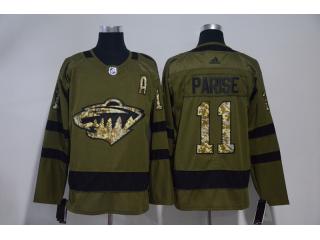 Adidas Minnesota Wild 11 Zach Parise Ice Hockey Jersey Army Green