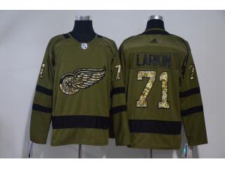 Adidas Detroit Red Wings 71 Philip Larkin Hockey Jersey Army Green