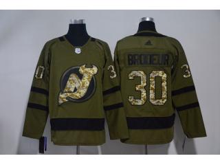 Adidas New Jersey Devils 30 Martin Brodeur Hockey Army Green