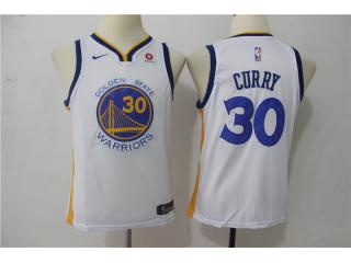 Youth 2017-2018 Nike Golden State Warrior 30 Stephen Curry Basketball Jersey White Fan Edition