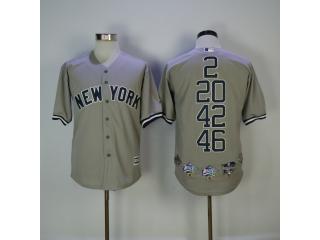 New York Yankees 2 20 42 46 Baseball Jersey Gray Mixed honor Edition