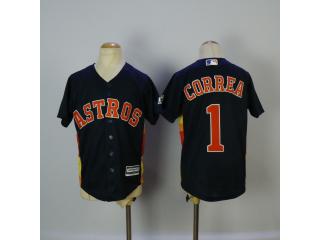 Youth Houston Astros 1 Carlos Correa Baseball Jersey Navy Blue