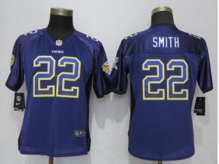 Women Minnesota Vikings 22 Harrison Smith Drift Fashion Purple Elite Jersey