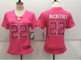Women Carolina Panthers 22 Draft McCaffrey Football Jersey Legend Pink Red