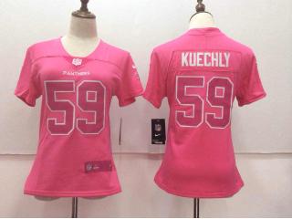 Women Carolina Panthers 59 Luke Kuechly Football Jersey Legend Pink Red