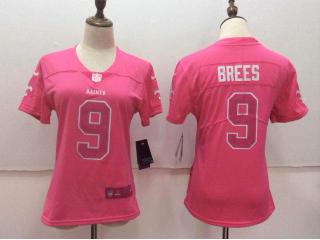 Women New Orleans Saints 9 Drew Brees Football Jersey Legend Pink Red