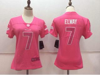 Women Denver Broncos 7 John Elway Football Jersey Legend Pink Red