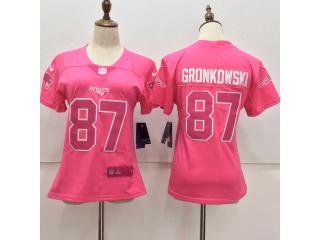 Women New England Patriots 87 Rob Gronkowski Football Jersey Legend Pink Red