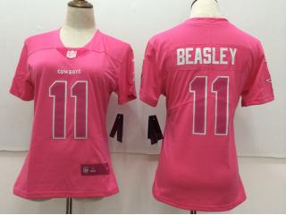 Women Dallas Cowboys 11 Cole Beasley Football Jersey Legend Pink Red