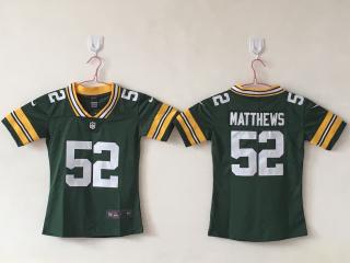 Women Green Bay Packers 52 Clay Matthews Football Jersey Legend