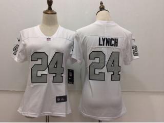 Women Oakland Raiders 24 Marshawn Lynch Football Jersey Legend White