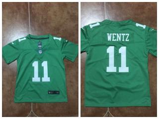 Youth Philadelphia Eagles 11 Carson Wentz Football Jersey Legend Green