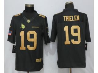 Minnesota Vikings 19 Adam Thielen Anthracite Salute To Service Jersey Gold Word