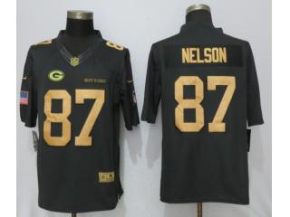 Green Bay Packers 87 Jordy Nelson Anthracite Salute To Service Jersey Gold Word