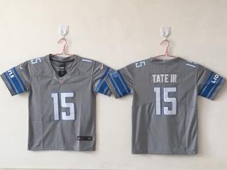 Youth Detroit Lions 15 Golden Tate III Football Jersey Legend Gray