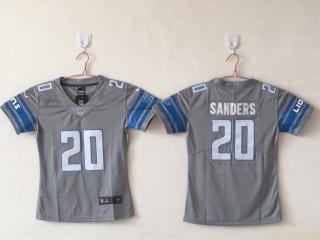 Women Detroit Lions 20 Barry Sanders Football Jersey Legend Gray