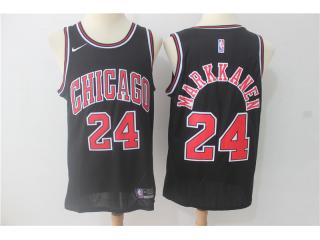 2017-2018 Nike Chicago Bulls 24 Lauri Markkanen Basketball Jersey Black Fan Edition