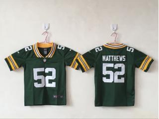 Youth Green Bay Packers 52 Clay Matthews Football Jersey Legend