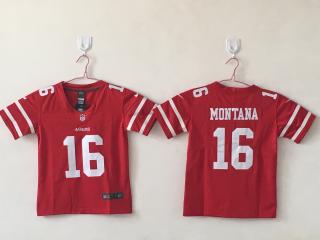 Youth San Francisco 49ers 16 Joe Montana Football Jersey Legend Red